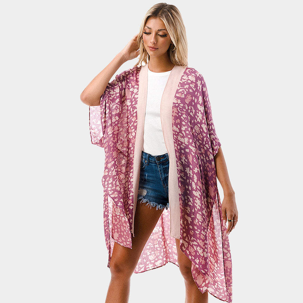 Madeline Love Pink Abstract Print Kimono Poncho - Jewelry