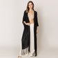 Madeline Love Black Knit Fringe Kimono Poncho - Hair Accessories