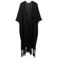 Madeline Love Black Knit Fringe Kimono Poncho - Hair Accessories - extra