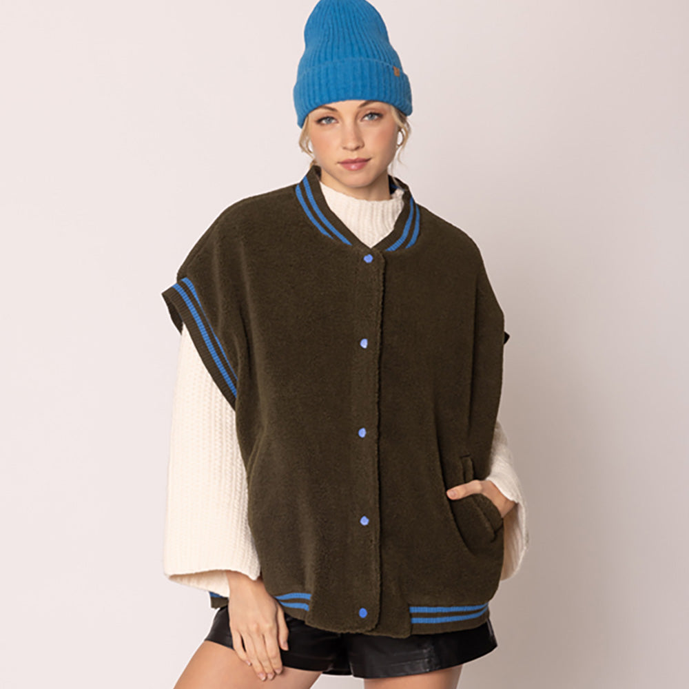 Blue, Olive Green College Game Day Sherpa Vest