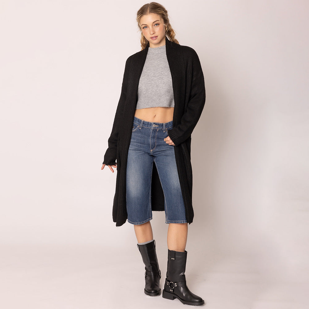 Black Shawl Collar Cardigan