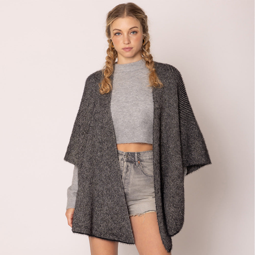Black Lurex Kimono Poncho