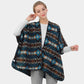 Blue Boho Patterned Poncho