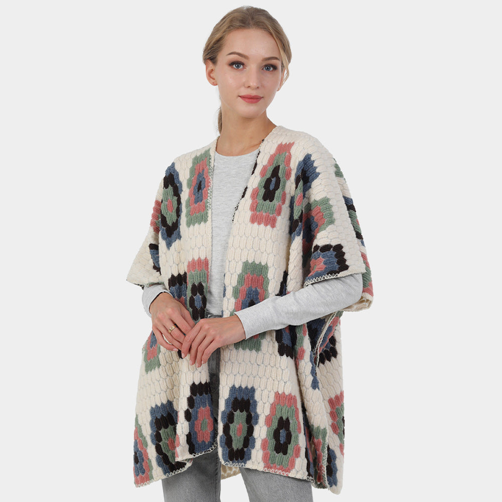 Multi Geometric Patterned Poncho