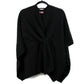 Madeline Love Black Front Tie Textured Knit Wrap Shawl Poncho - Hair Accessories - desc