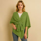 Madeline Love Green Front Tie Textured Knit Wrap Shawl Poncho - Hair Accessories