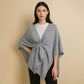 Madeline Love Gray Front Tie Textured Knit Wrap Shawl Poncho - Hair Accessories