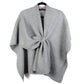 Madeline Love Gray Front Tie Textured Knit Wrap Shawl Poncho - Hair Accessories - desc