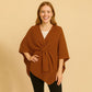 Madeline Love Brown Front Tie Textured Knit Wrap Shawl Poncho - Hair Accessories
