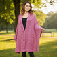 Madeline Love Pink Button up Cardigan Effect Knit Yarn Shawl Scarf - Hair Accessories - desc