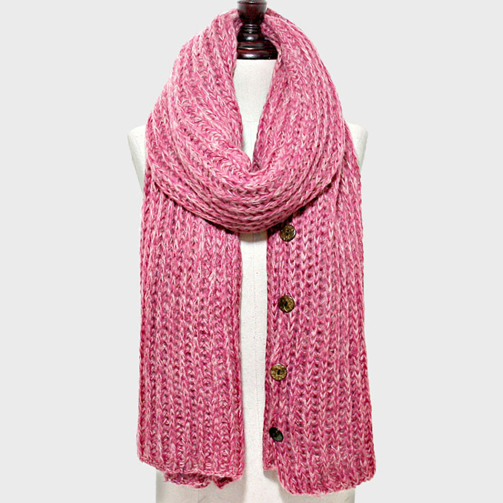 Madeline Love Pink Button up Cardigan Effect Knit Yarn Shawl Scarf - Hair Accessories - extra