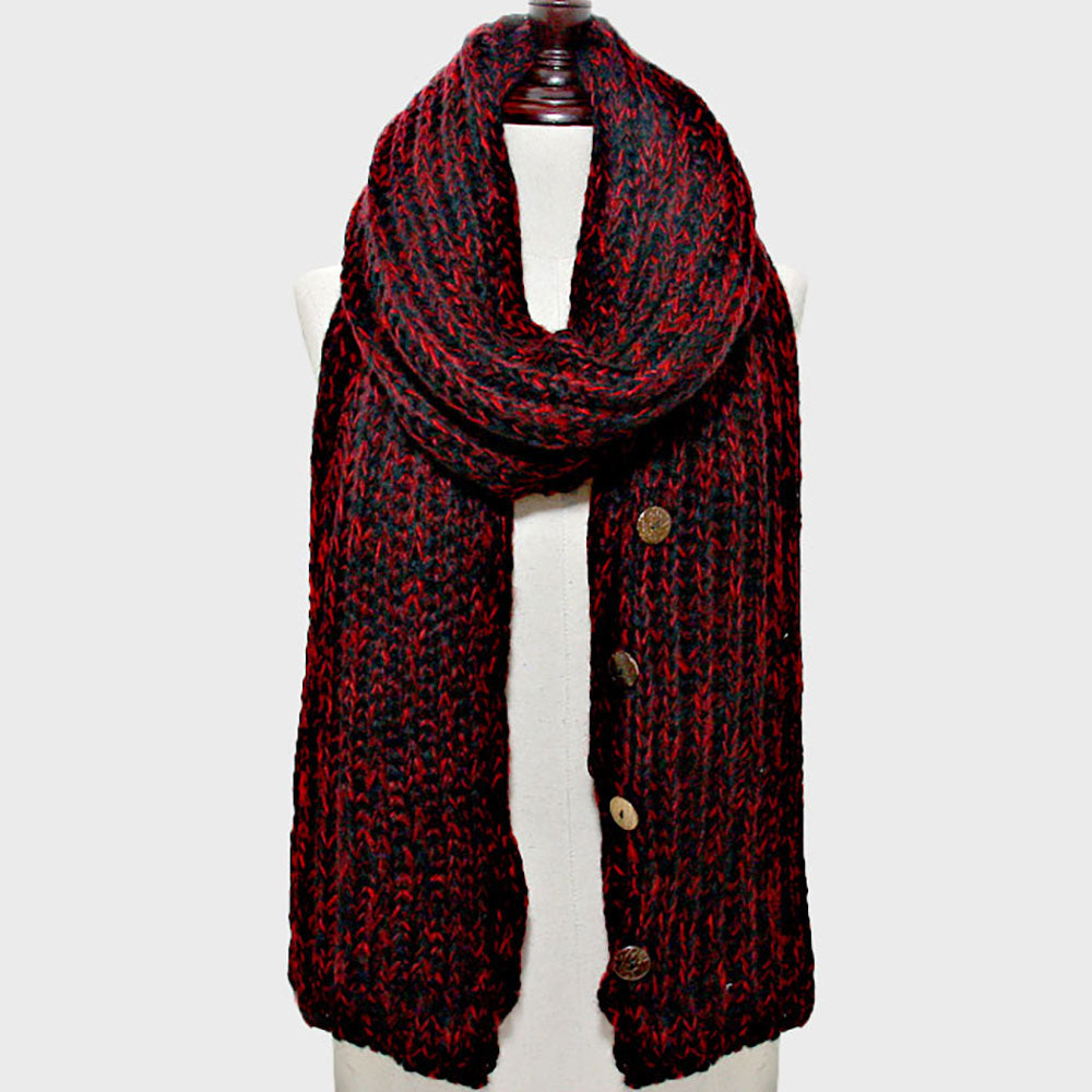 Madeline Love Red Button up Cardigan Effect Knit Yarn Shawl Scarf - Hair Accessories - extra