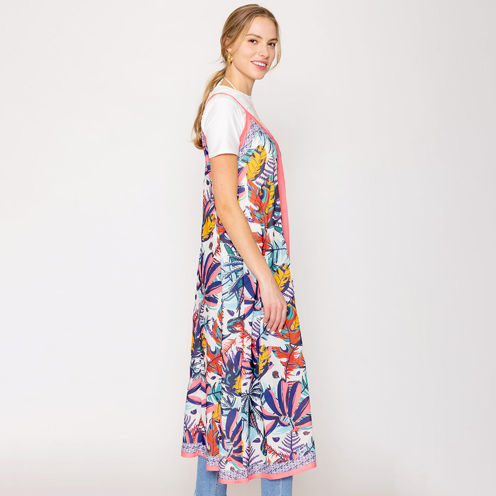 Madeline Love Coral Abstract Print Sleeveless Maxi Dress - Apparel - desc