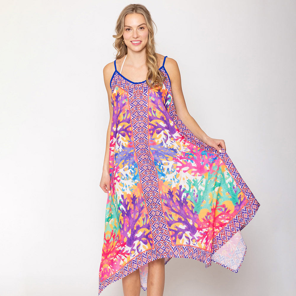 Madeline Love Blue Abstract Print Sleeveless Maxi Dress - Apparel