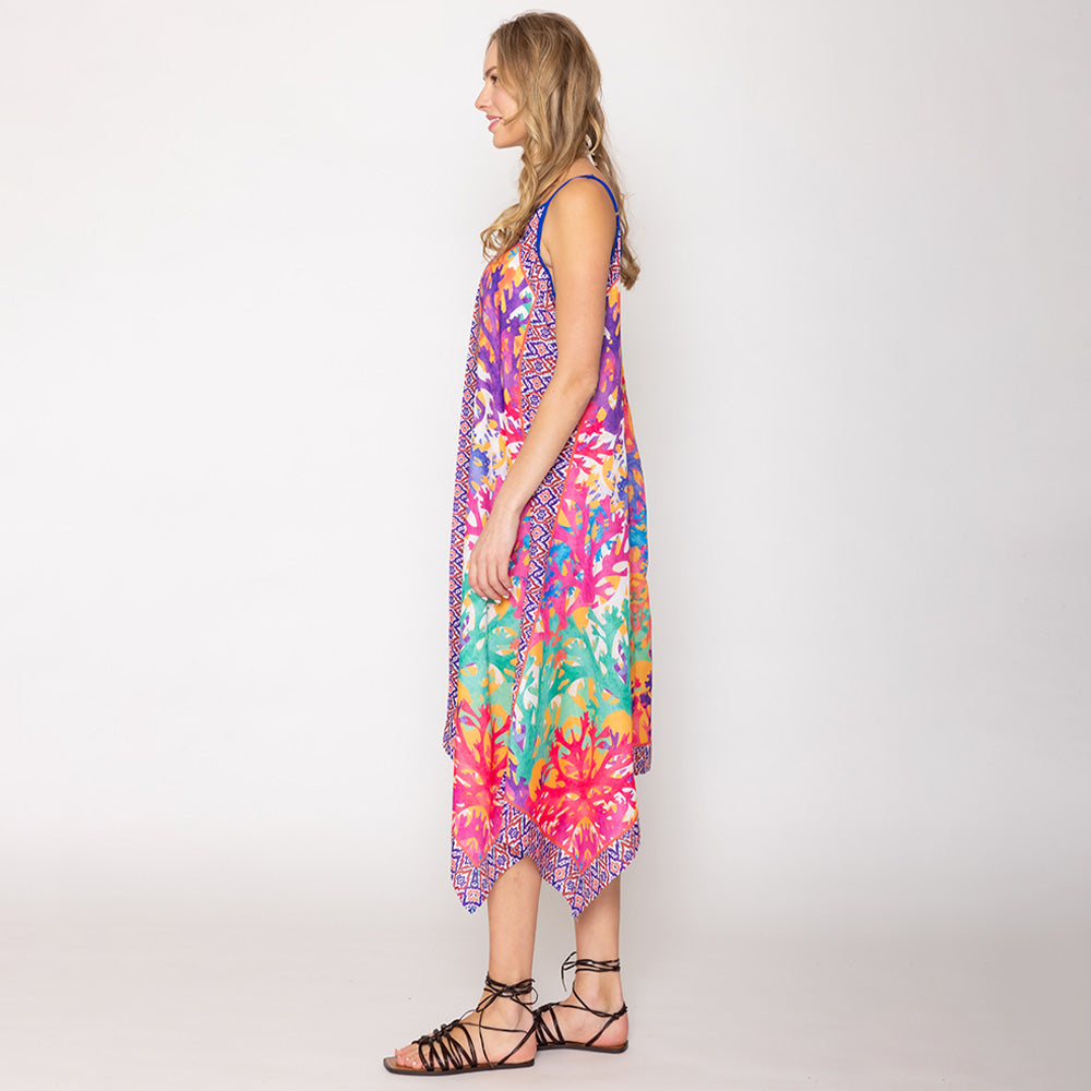 Madeline Love Blue Abstract Print Sleeveless Maxi Dress - Apparel - desc