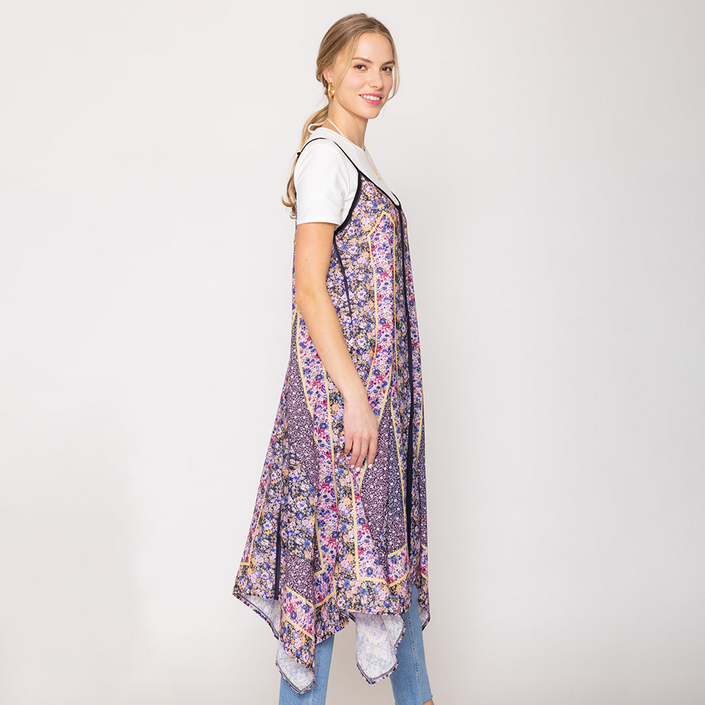 Madeline Love Navy Abstract Print Sleeveless Maxi Dress - Apparel - desc
