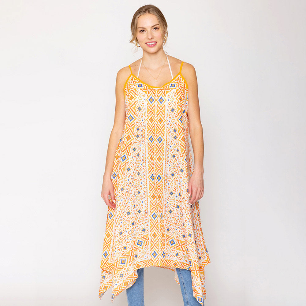 Madeline Love Orange Abstract Print Sleeveless Maxi Dress - Apparel