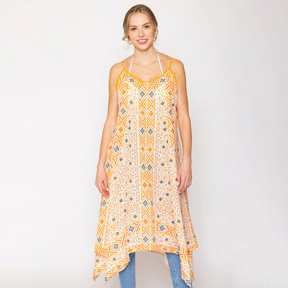 Madeline Love Orange Abstract Print Sleeveless Maxi Dress - Apparel