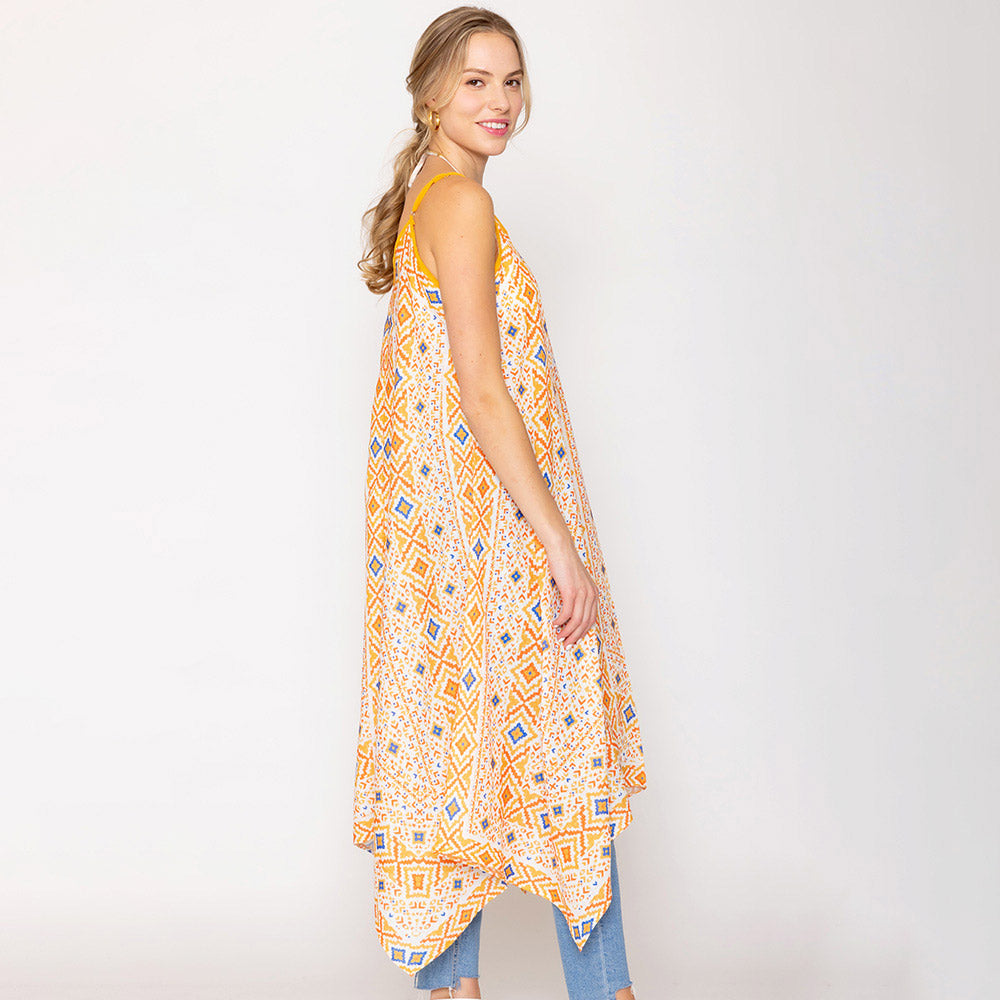 Madeline Love Orange Abstract Print Sleeveless Maxi Dress - Apparel - desc