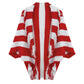Madeline Love Red Open Front Striped Fringe Cocoon Shawl Wrap - Hair Accessories - desc