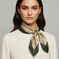 Madeline Love Olive Green Classic Chain Pattern Print Square Bandana Scarf - Scarves & Wraps