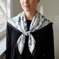 Madeline Love Black Delicate Floral Branch Print Square Bandana Scarf - Scarves & Wraps