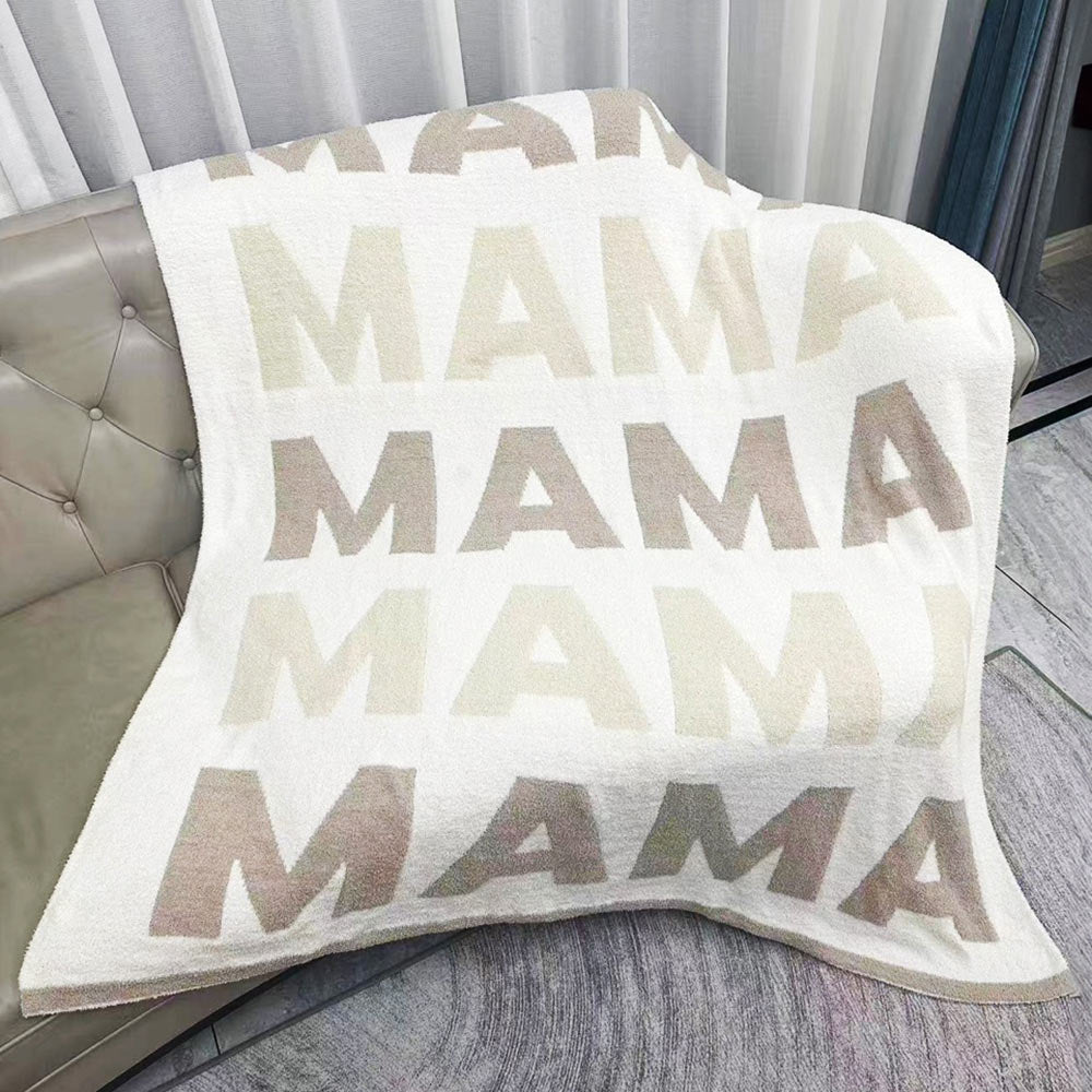Madeline Love Beige MAMA Reversible Throw Blanket - Hair Accessories