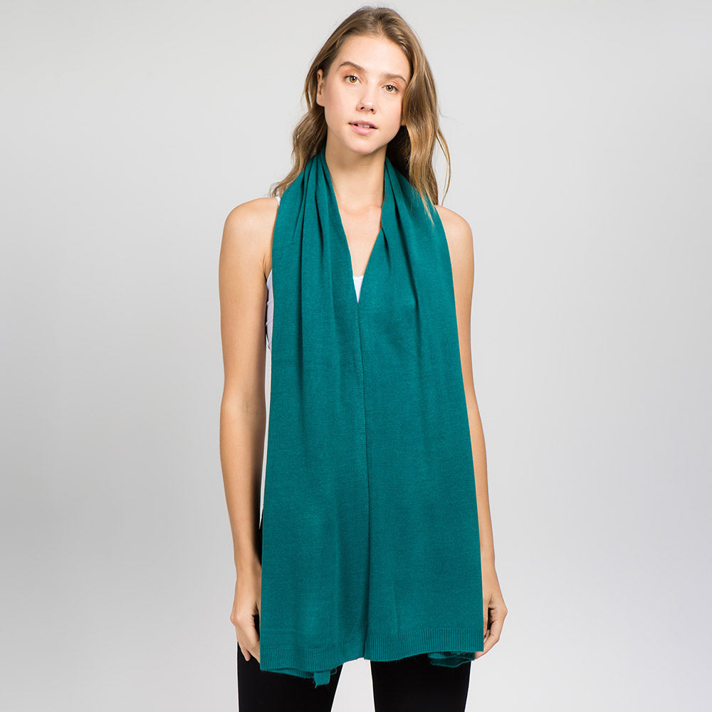 Teal Solid Versatile Asymmetrical Poncho Wrap / Scarf
