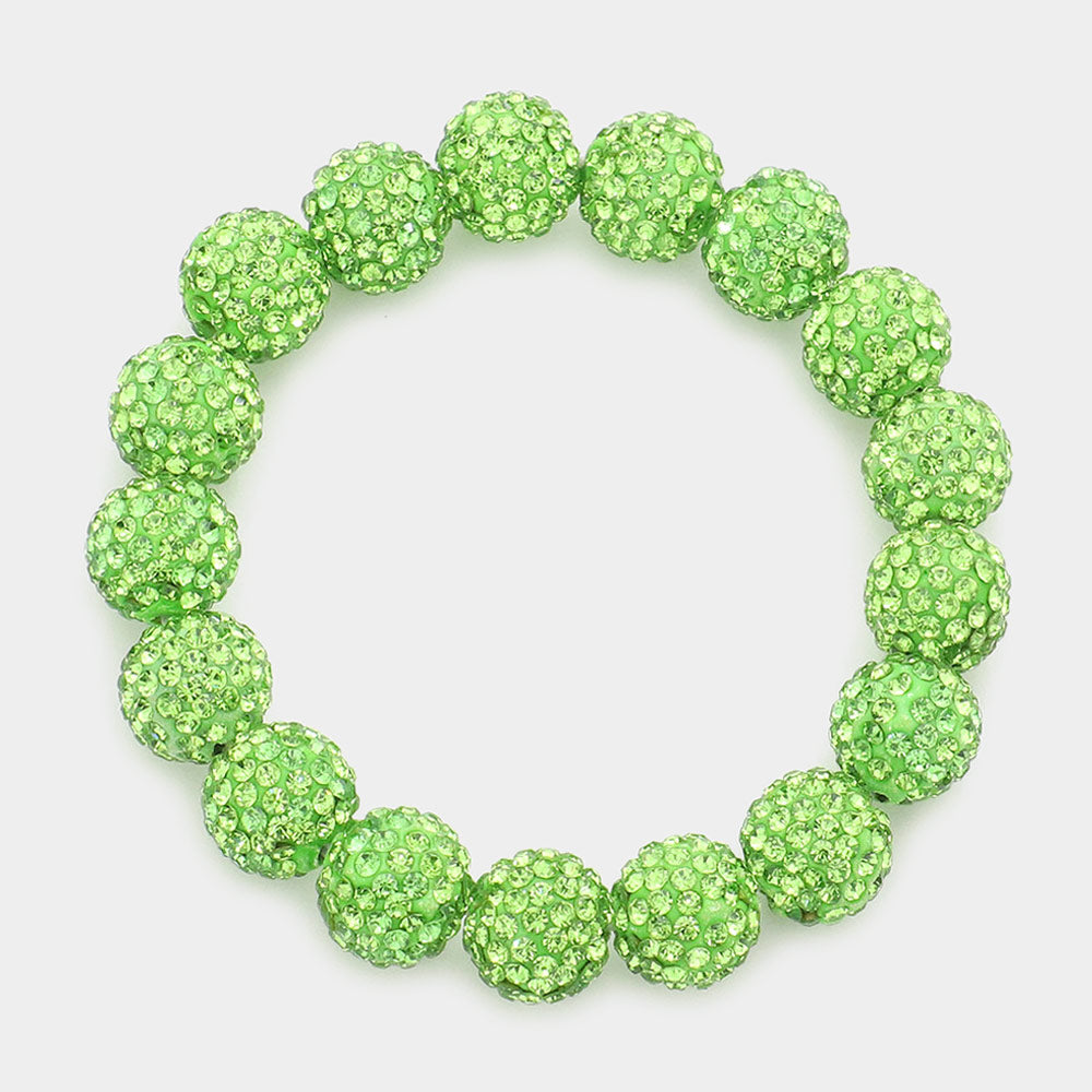 Madeline Love Green Rhinestone Pave Ball Stretch Bracelet - Bracelets