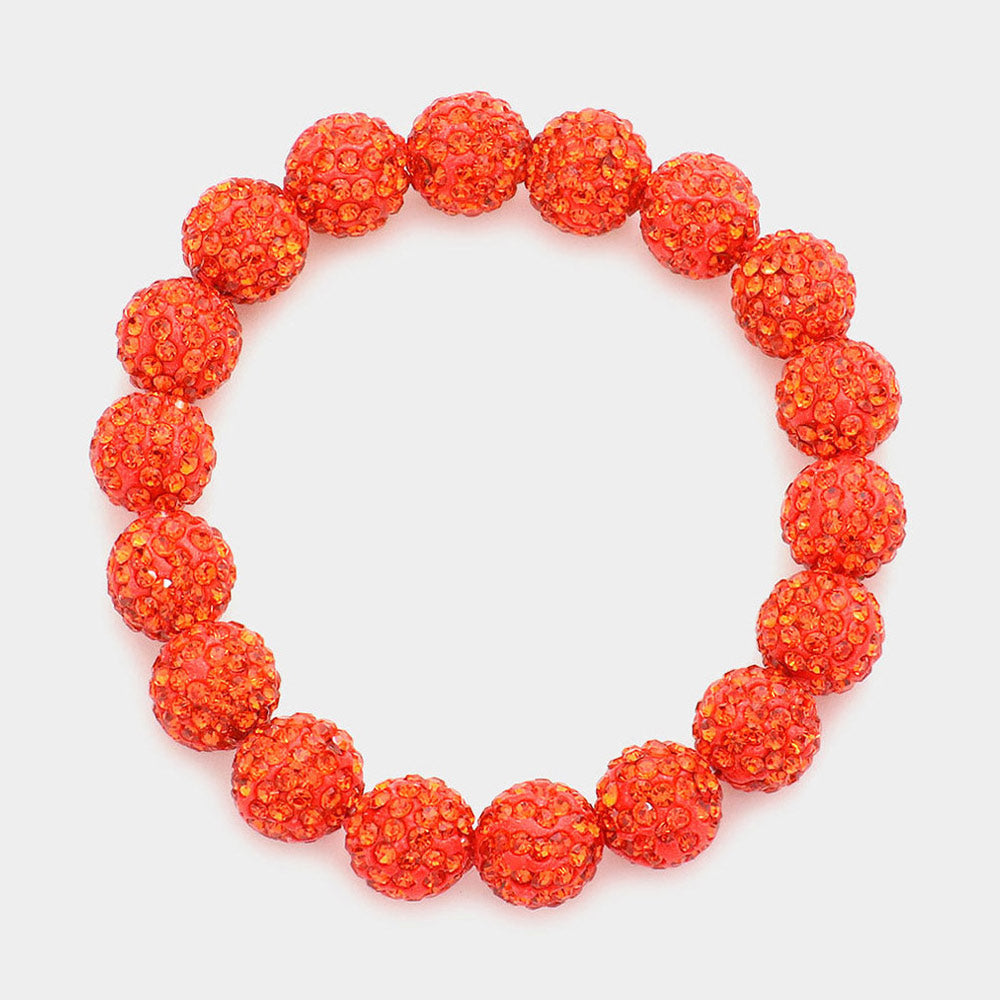 Madeline Love Orange Rhinestone Pave Ball Stretch Bracelet - Bracelets