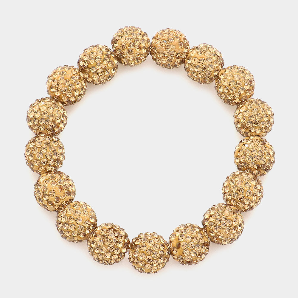 Madeline Love Lt Col Topaz Rhinestone Pave Ball Stretch Bracelet - Bracelets