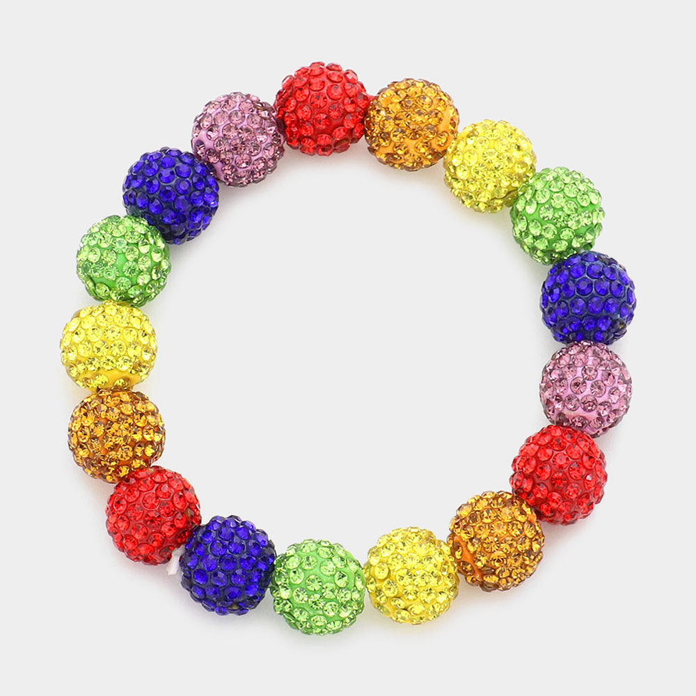 Madeline Love Multi Rhinestone Pave Ball Stretch Bracelet - Bracelets