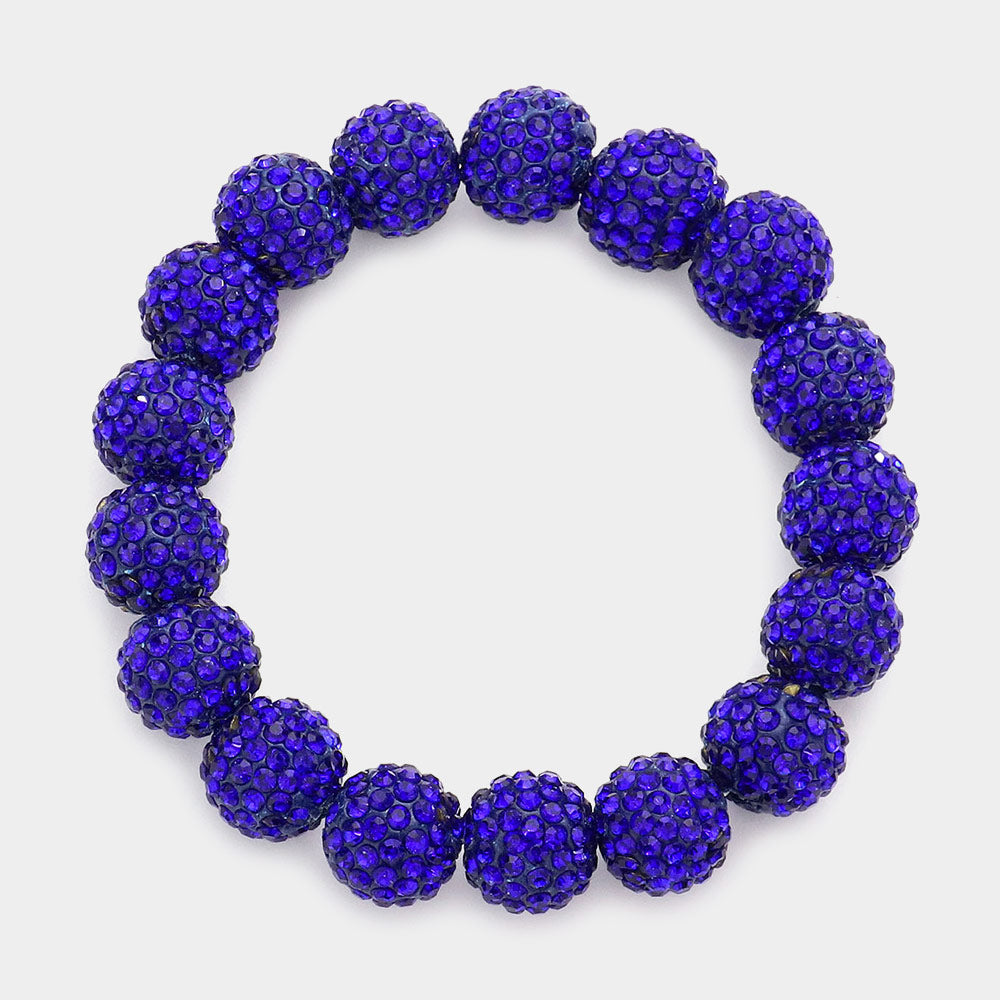 Madeline Love Sapphire Rhinestone Pave Ball Stretch Bracelet - Bracelets