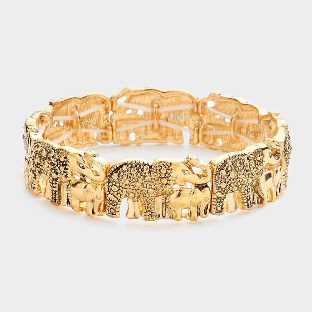 Madeline Love Antique Gold Elephant Antique Metal Stretch Bracelet - Bracelets