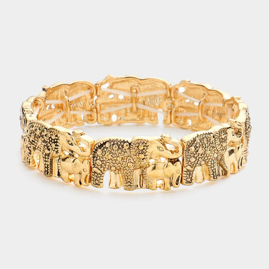Madeline Love Antique Gold Elephant Antique Metal Stretch Bracelet - Bracelets