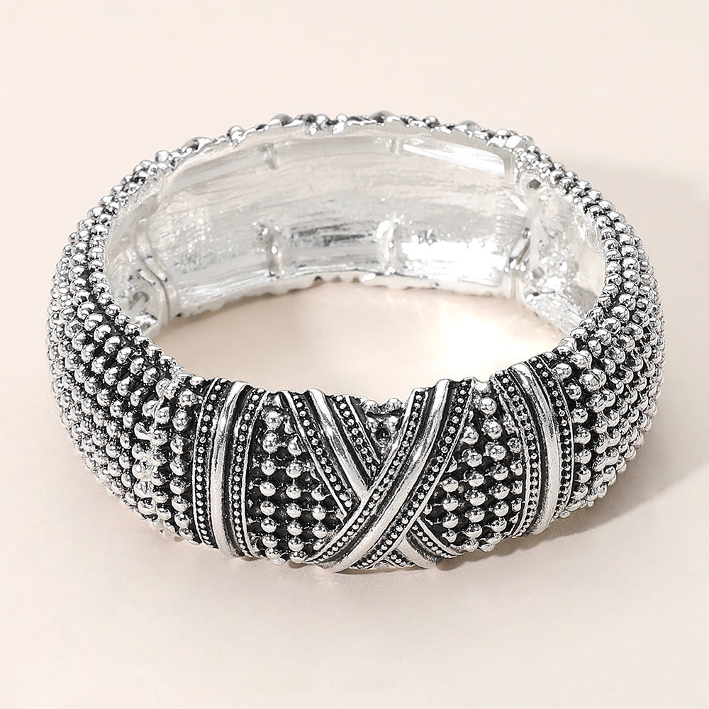 Madeline Love Antique Silver Antique Metal Boho Stretch Bracelet - Bracelets