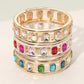 Madeline Love Pink, Silver Emerald Cut Stone Embellished Open Frame Stretch Bracelet - Bracelets - extra