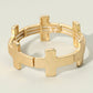 Madeline Love Matte gold Worn Metal Cross Stretch Bracelet - Bracelets