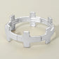 Madeline Love Matte Silver Worn Metal Cross Stretch Bracelet - Bracelets