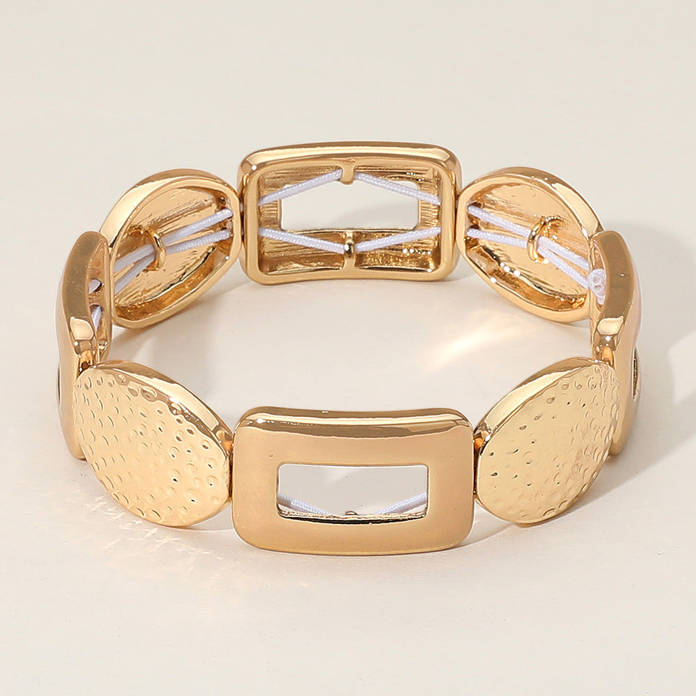 Madeline Love Gold Chunky Geometric Metal Beaded Stretch Bracelet - Bracelets