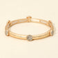 Madeline Love Gold Stone Pave Disc Accent Hammered Metal Stretch Bracelet - Bracelets