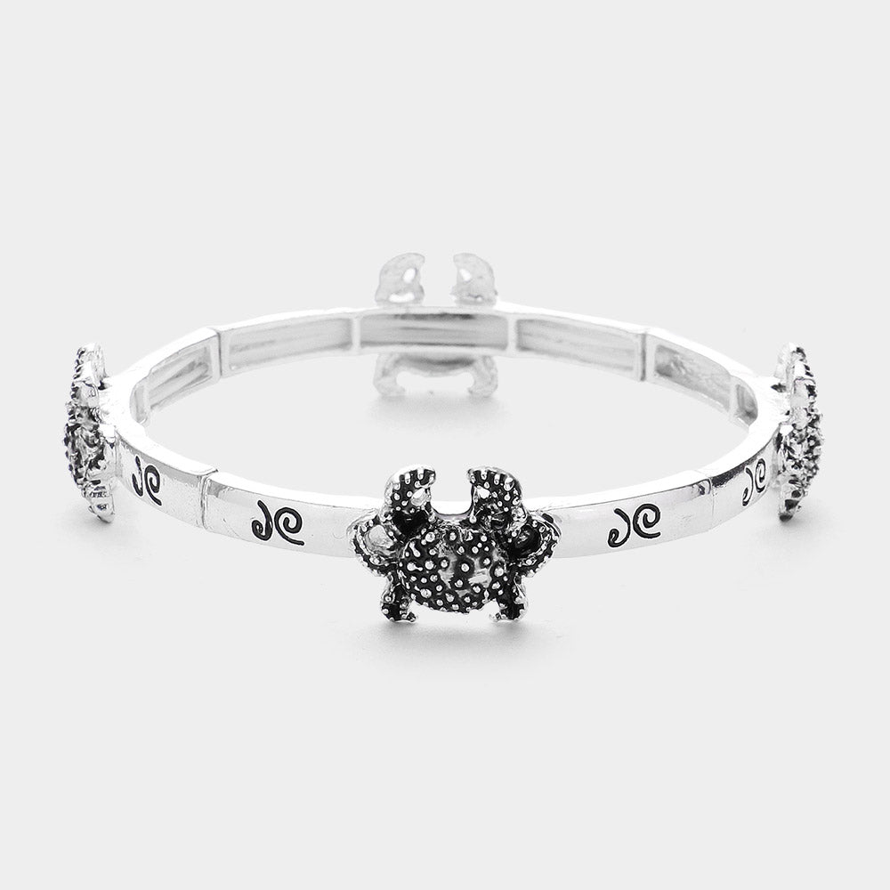 Madeline Love Antique Silver Crab Stretch Bracelet - Bracelets