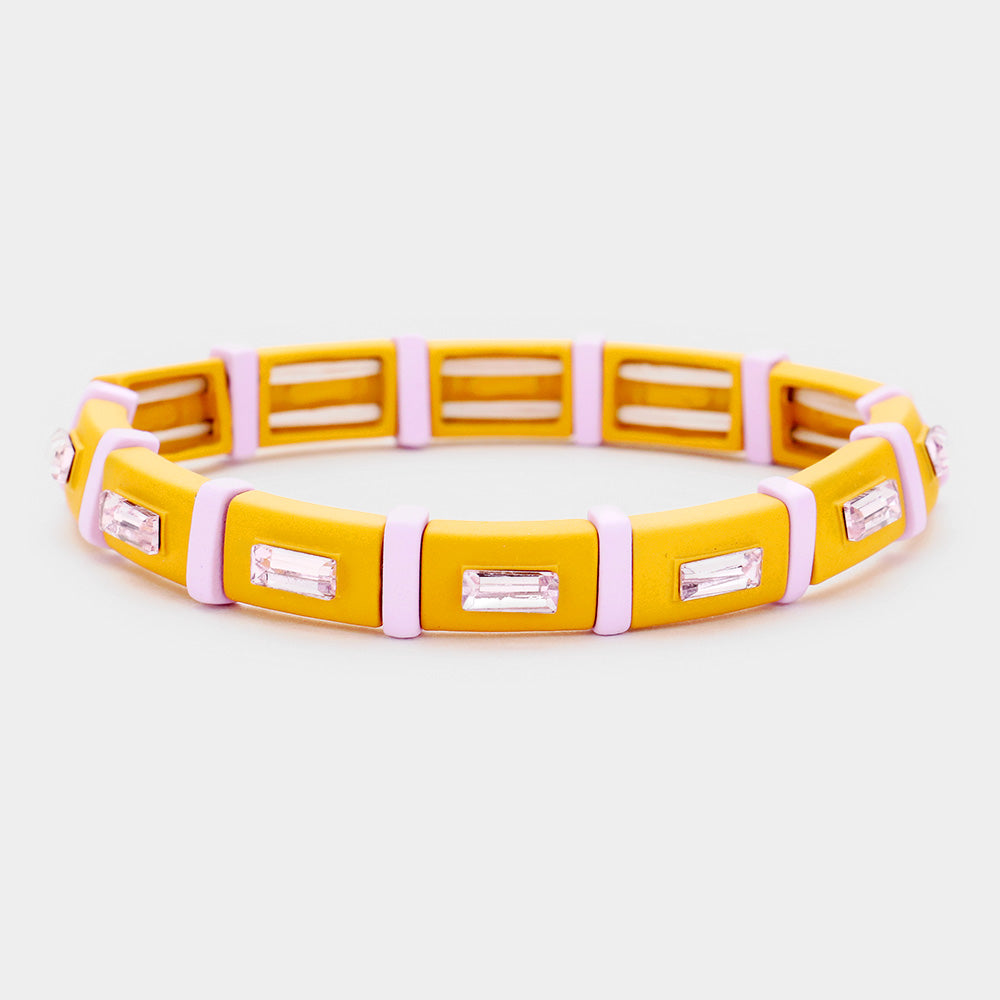 Madeline Love Lavender, Yellow Lego Crystal Stretch Bracelet - Bracelets