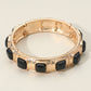 Madeline Love Black Square Bead Embellished Hammered Metal Stretch Bracelet - Bracelets
