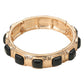 Madeline Love Black Square Bead Embellished Hammered Metal Stretch Bracelet - Bracelets - desc