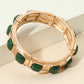 Madeline Love Green Square Bead Embellished Hammered Metal Stretch Bracelet - Bracelets