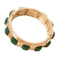 Madeline Love Green Square Bead Embellished Hammered Metal Stretch Bracelet - Bracelets - desc