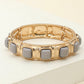 Madeline Love Gray Square Bead Embellished Hammered Metal Stretch Bracelet - Bracelets