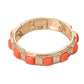 Madeline Love Orange Square Bead Embellished Hammered Metal Stretch Bracelet - Bracelets - desc