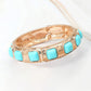 Madeline Love Turquoise Square Bead Embellished Hammered Metal Stretch Bracelet - Bracelets